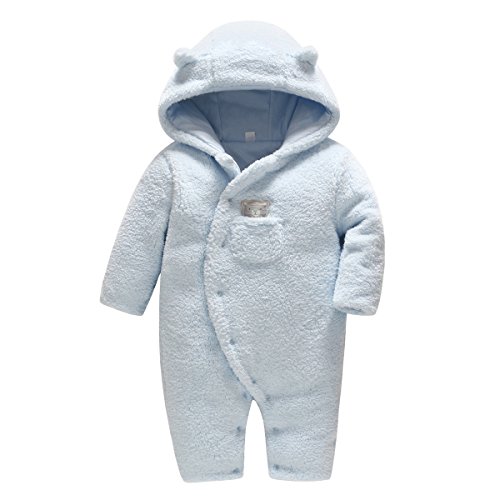 Vine Bébé Combinaison De Neige Manteau à Capuche Hiver Chaud Combinaisons Fleece Barboteuse, Bleu 9-12 Mois | Le paradis des béb