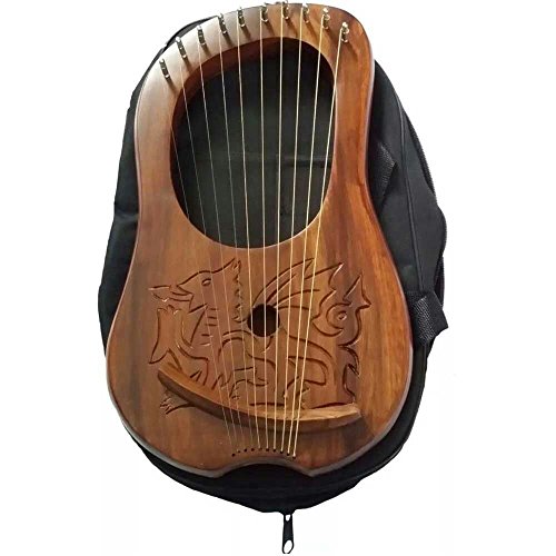 Lyre/harpe celtique gravée, motif dragon gallois en bois Sheesham. | Instruments de musique
