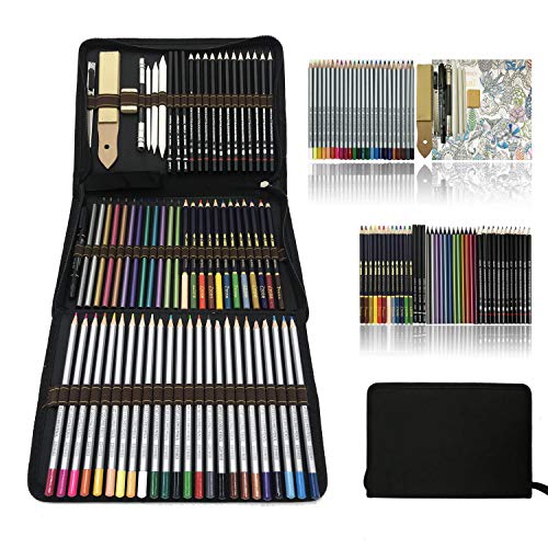 Professionnel Colore Crayons de Dessin Art Set – Malette dessin Inclus pastel, aquarelle, Charbon de bois,métallique… | Fournitu