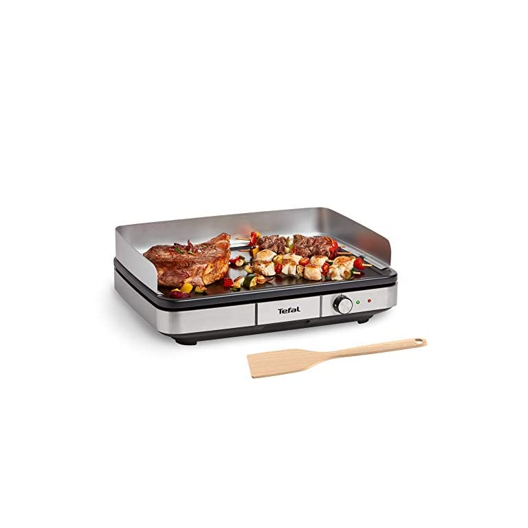 Tefal Plancha Electrique Maxi Plancha XXL 10/12 Personnes Plancha Intérieur et Extérieur Inox CB690D12