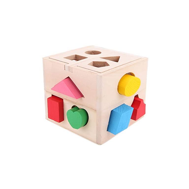 Ruikey Cube De Tri De Formes,Boite a Forme Bois Avec 13 formes de Blocs de Bois pour Enfants | Pour mon Bébé | SEO